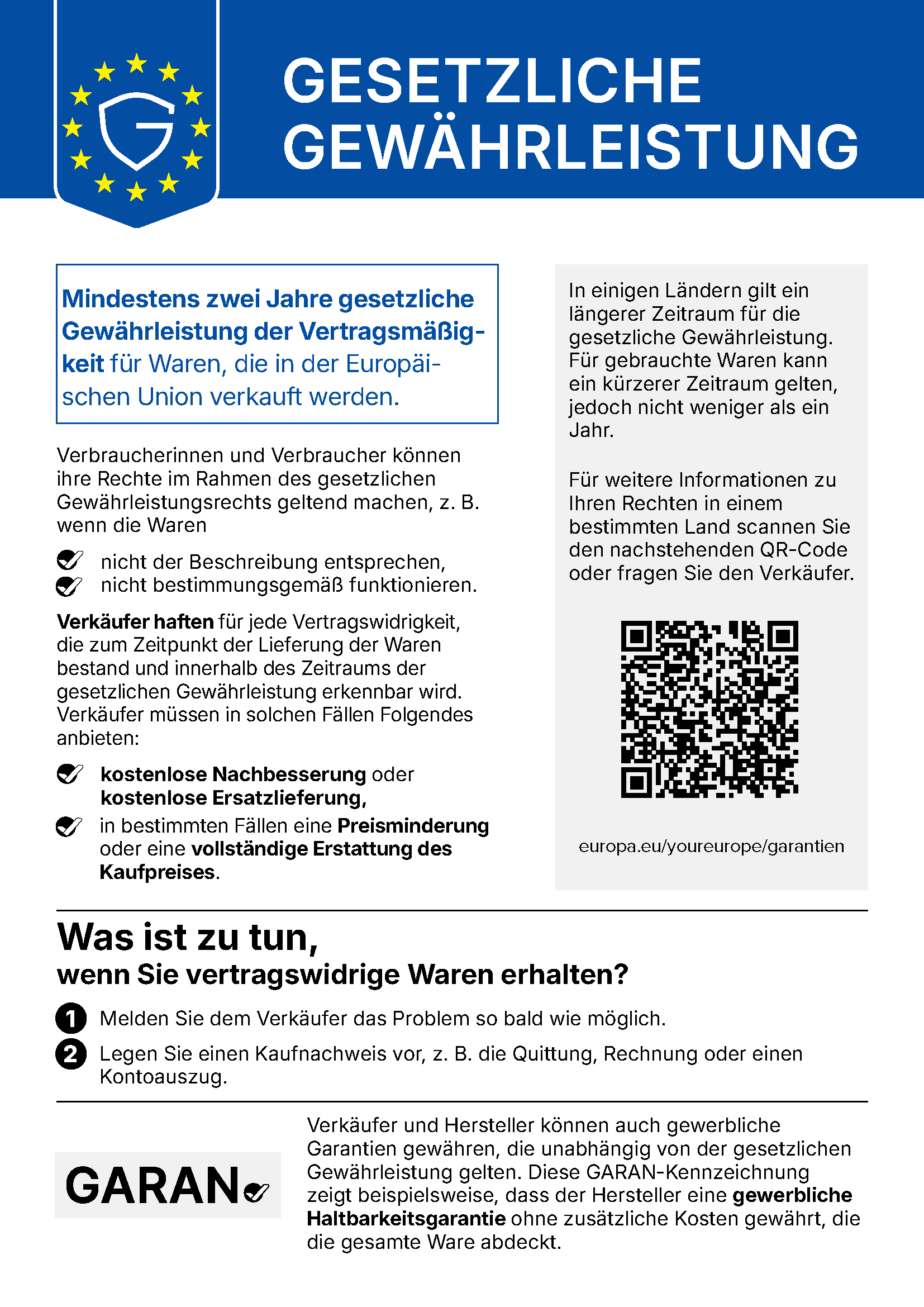 Gesetzliche Gewährleistung – EU-Mitteilung