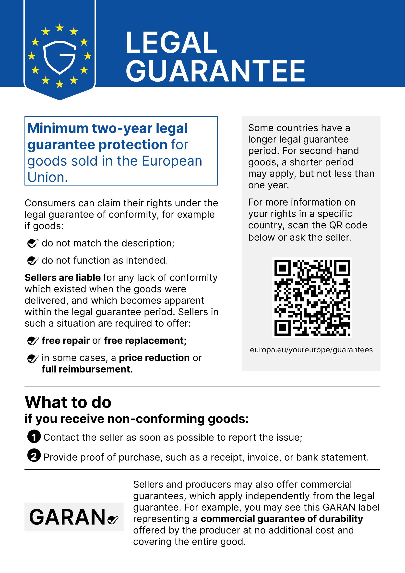 Legal guarantee – EU notice